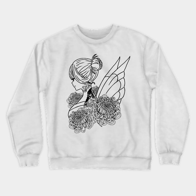 Fairycore Aesthetic Fairy Anime Girl Tattooed Crewneck Sweatshirt by Alex21